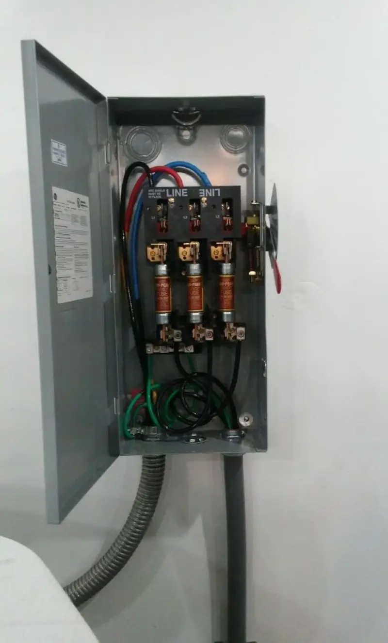 Three-phase disconnect switch installed for Smoke Detector Installation in Gorham