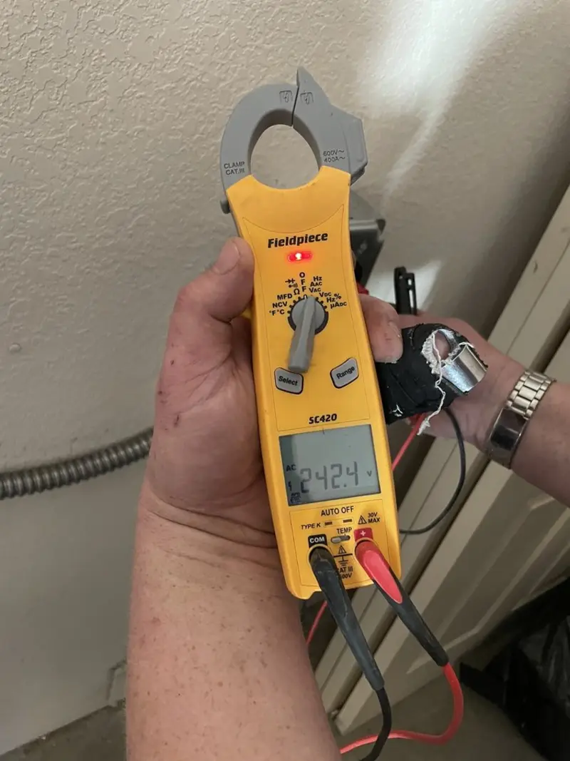 Voltage testing with clamp meter during Aluminum Wiring Replacement in Gorham